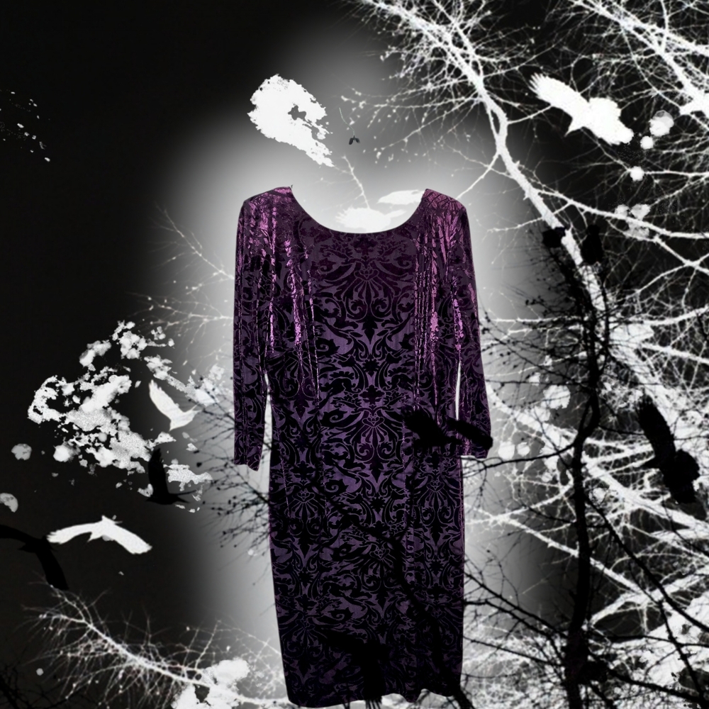 Witchy Goth Chic Long Sleeve Purple Dress